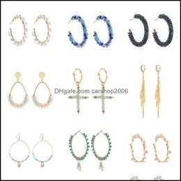 Hoop hie örhängen smycken bohemia handgjorda runda pärlpärlor för kvinnor flickor vintage boho geometriska korsuttalande 2021 droppleverans 39b