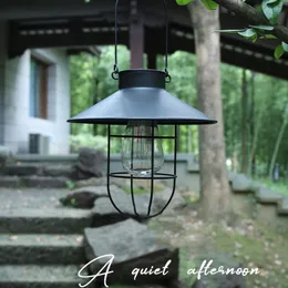 Retro Solar Hanging Lamp for Outdoor Camping Warm LED Filament Light