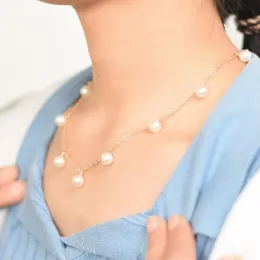 Girocolli Ciondolo di perle di cristallo Collana a catena in oro per collane da donna Collare Perline Fascino Eleganti gioielli estiviGirocolli