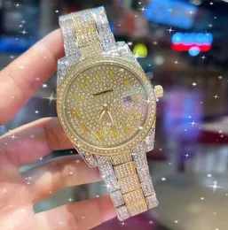 Relogio Masculino Men Full Diamonds Arab Number Watch 41mm Sky Starry Calendar Iced Out Quartz Military Time Chain Table Orologio da polso regali dropshipping