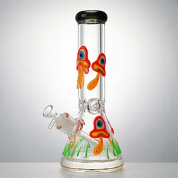 Narghilè a fungo da 11 pollici che si illuminano al buio 18mm Femmina Jiont Beaker Bong Bong in vetro Tubi per acqua downstem diffusi Spessore 5 mm Tubo dritto Olio Dab Rigs con ciotola