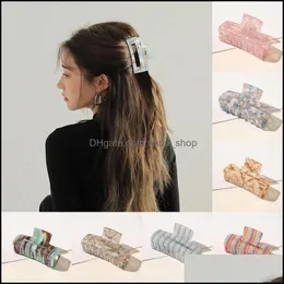 Klammern Haarschmuck Große Haarspangen Krabbenkrallen Acryl Bad Klaue Pferdeschwanz Clip Große Accessoires für Frauen Kopfbedeckungen Drop Lieferung 2021 TVXLU