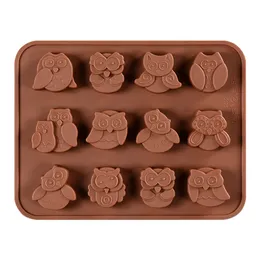 12 owl Cups cooking tools Handmade Soap Moulds Ice Cube Tray DIY Mold Silicone Cake Baking Mold Cake Pan