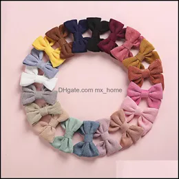 Hair Accessories 1Pc 3.2" Solid Corduroy Bow Nylon Headband Diy Elastic Hairbands Baby Boy Gils Clips Po Props Drop Delivery 2021 Bab Dhmyc