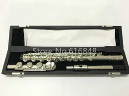 Hot Pearl Flute PF-505 RBE C TUNE FLUTE Wysoka jakość 17 Kluczowy otwór na otwartym otworze Srebrny Instrument muzyczny Nowy flet z obudową