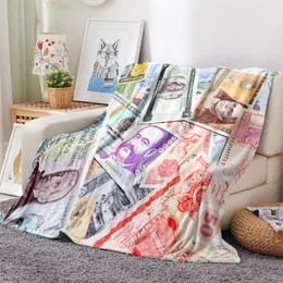 Blankets Creative Currency Symbol For Adults International Paper Money Flannel Blanket Couch Summer Warm Sleeping BlanketBlankets