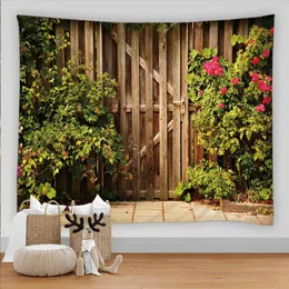 Arazzi 3D Scena da giardino Pianta Fiore Legno Natura Paesaggio Appeso a parete Casa Soggiorno Sfondo Arte Estetica Decor Tapiz