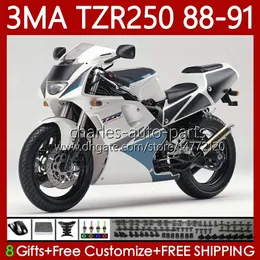 Fairings Kit For YAMAHA TZR-250 TZR250 TZR 250 R RS RR 88 89 90 91 White blue ABS Bodywork 115No.51 YPVS 3MA TZR250R TZR250RR 1988 1989 1990 1991 TZR250-R 88-91 MOTO Body