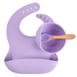 Bavaglini Ciotole Cucchiaio Set da 3 pezzi Prodotti per l'alimentazione del bambino Forniture per bambini in silicone WLL1559