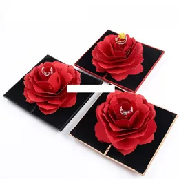 Caixa de anel rosa dobrável para mulheres românticas Propor 2019 Caixa de armazenamento de jóias criativas pequenas caixa de presente para anéis