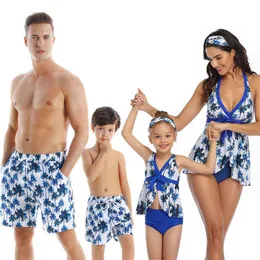 Crianças meninas maiô verão família combinando roupa de banho feminino biquíni masculino praia shorts se você precisar de 2 peças, por favor peça 2 peças