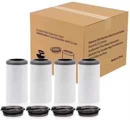 Canecas de sublimação de 16 onças Canecas mais frias Tumblers Blanks 4-em-1 podem ser isolantes adaptadores com palha de palha de palha à prova de Leack, copos de aço inoxidável