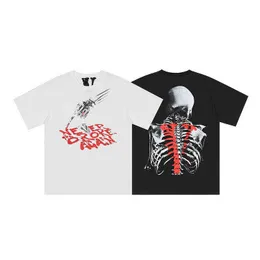 Street High Fashion Brand Summer Leisure Skeleton Large v Print Hip Hop Boys and Girls Loose Short Sleeve T-shirt