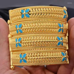 Bangle 2-4pcs Bransles Dubai Gold Color for Women Etiopian African Party Prezenty ślubne Bridal Wysoka jakość biżuterii Ramadan Inte22