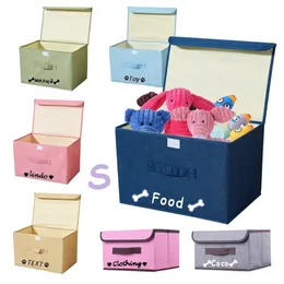 Dog Storage Basket Personalized Folding Pet Toy Storage Box Free Print Name Paw Cat Clothes Shoes With Lid Custom ID Pet Bin 220621