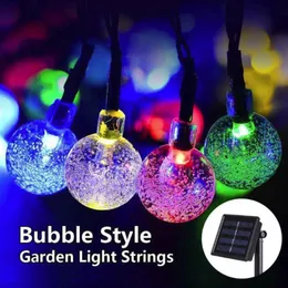 문자열 20/30 LED 5m/6.5m Crystal Ball Solar Lamp Power String Fairy Lights Garlands 정원 크리스마스 장식 야외 화려한