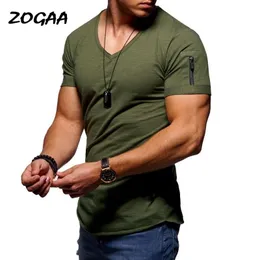 Мужские футболки с коротким рукавом на молнии на плечах уличной одежды Хип-хоп летняя футболка мужчина с длинной линией изогнутой подол