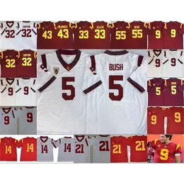 Sj98 USC Trojans Vintage genähtes Herrentrikot Reggie Bush 32 OJ Simpson 14 Sam Darnold 9 Kedon Slovis 43 Troy Polamalu 55 Junior Seau