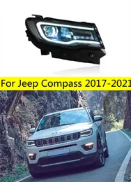 Bil LED-strålkastare för Jeep Compass LED-strålkastare 20 17-2021 Högstrålen Turn Signal Dayming Lights