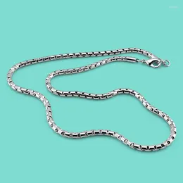 Chains Men's 925 Sterling Silver Necklace Fashion Box Chain Design Jewelry Solid 5mm51cm ChainChains Sidn22