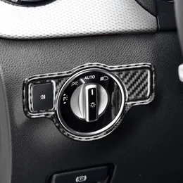 Bilens strålkastare Switch Cover Carbon Fiber Trim Car Sticker för Mercedes Benz A B C E G CLASS CLA GLA GLE GL GL Interiör ABS -delar