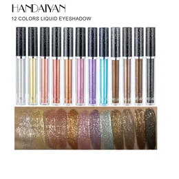 Handaiyan Liquid Eye Shadow 12 Färg Enkel Glitter Diamant Pearl High Glänsande Metallic Finish Makeup Eyeshadow med USPS