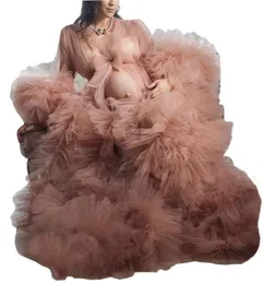 Gravid lady prom klänningar baby shower mantel tyllklänningar för gravida kvinnor transparent fluffig burgundy lång skräddarsydd fotoklänning