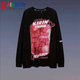 Rainbowtouches 2021 Trend odzieży męskiej długotrwałe ramię luźne t-shirt Hip Hop Multi-Wodododem bluzy Unisex T220808