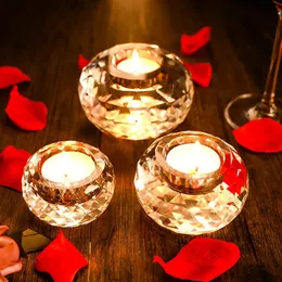 Candle Holders Crystal Glass Small Holder Aroma Romantic Proposal Light Dinner Props HolderCandle