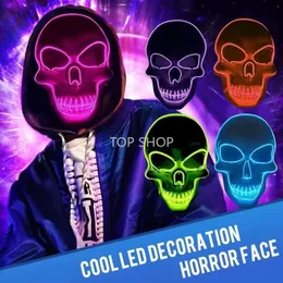 Yeni Cadılar Bayramı Noel iskeleti LED Maskeleri Maskterror Cosplay Korkunç Maskeler Diy Maskesi Glow Partys malzemeleri EE