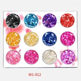 Nail Glitter 12st/Set Spangles paljetter Aurora AB Mermaid Flakes Fantastiska Pailliette Heart/Butterfly Spring Sticker Decoration Tips Prud22