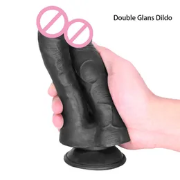 Sucker Double Dildo Male Gay Flirting Stimulation Porn Reality Toys Female Pussy Anal Butt Plug sexy Adult Products