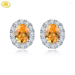 Stud Natural Rare Orange Garent Sterling Silver Earring 0.6 Carat Gemstone Women's S925 Jewelry Classic Style Jubileumsgåvorstudkirs