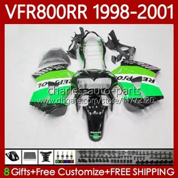 OEM Bodys Honda VFR 800RR 800 CC RR Interceptor 1998-2001 128NO.173 VFR-800 VFR800 RR VFR800RR REPSOL YEŞİL 98 99 00 01 800CC VFR800R 1998 1999 2000 2001 PERSERING Kiti