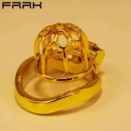 NXY Chastity Device Frrk Male Appliance Bird Cage Penis Lock Gold Plated Plum Blossom Imitation Stainless Steel Adult 0416