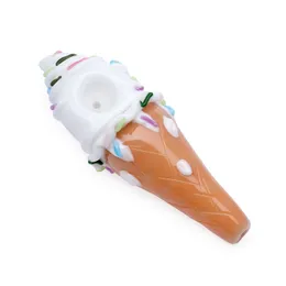 Cool Colorful Ice Cream Shape Pipes Pyrex Thick Glass Dry Herb Tobacco Handpipes Portable Oil Rigs Bong Handmade Smoking Cigarette Holder DHL Free