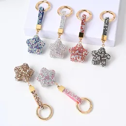 Star Key Chain Rhinestone Spherical Keychain Men and Women Backpack Ornament Car Key Holder Pendant Suitcase KeyRings Kids Jewelry