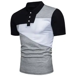 Summer Casual Slim Streetwear Fashion Patchwork Shortsleeved Tshirt Turndown Collar Polo Shirt Mens Clothing 220702