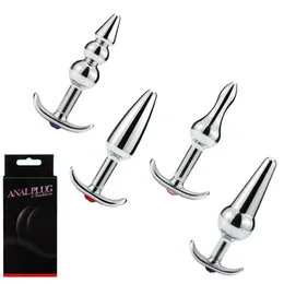 4 стиля Metal Anal Anal Plugure Outdoor Wear Butt Sexy Toys с хрустальной ювелирной вставкой весь день подходит для женщин Men Bdsm Gay