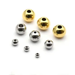 Edelstahlperlen, 4 mm, 5 mm, 6 mm, 8 mm, 10 mm, 12 mm, lose Abstandshalter, Bastelperlen für Schmuck, Armbänder, Halsketten, DIY-Zubehör