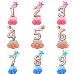 Merry Christmas Party Decoration 1 2 3 4 5 6 7 8 9 Rose Gold Number Foil Balloons Digital Latex Helium Balloon Set Wedding Baby Shower Birthday