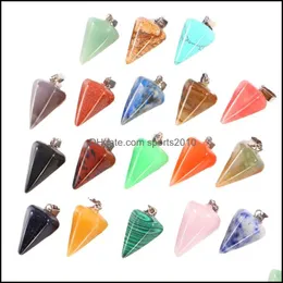 Arts And Crafts Natural Crystal Opal Rose Quartz Tigers Eye Stone Charms Cone Shape Pendant For Diy Pendum Earrings Neck Sports2010 Dhnzw