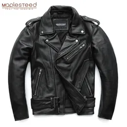 MAPLESTEED CLASSICAL MOTORCYCLE S MEN LÄDER 100% Natural Cowhide Thick Moto Jacket Winter Sleeve 6167CM 6XL M192 220810