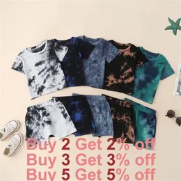 Summer Toddler Kids Baby Boys Girls Clothes Tracksuit Set Tie Dye Printed Short Sleeve Tops Shorts Casual Outfits 220620