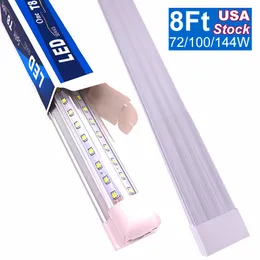 8FT LED Work Lights for Shop, LEDs Tubos Fixture 8 pés 96 Em Freezer Freezer, Super Bright White V Forma Fluorescente Clear Coberta Linkable Superfície Mount Light Oemled