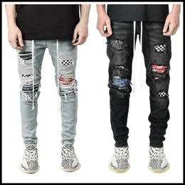 Jeans masculinos rasgados para homens de moda jeans lápis calças de rua