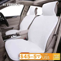 Autorown Faux Fur Sietnia samochodowa Zakłada zimowa uniwersalna poduszka do fotelika samochodowego dla Toyota Hyundai Lexus Kia Lada Akcesoria samochodowe H220428