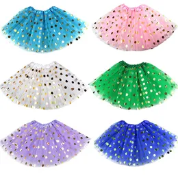 Baby Tutu Tüllröcke Gold Polka Dot Dance Pettiskirt Ballett Bühnenrock Prinzessin Party Minikleider DanceWear Kostüm Dressup Fancy Rock