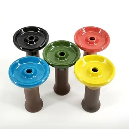 Керамическая чаша для кальяна с одним отверстием, двухцветная глазурь, головка чича, стеклянная трубка для водопровода, держатель для угля, аксессуары для наргиле