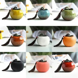 Persimmon Storage Ceramics Tea Caddies With Cover Small Portable Sealed Jar Teas Storage Home Desktop Decorative Cans Teaware 20220610 D3